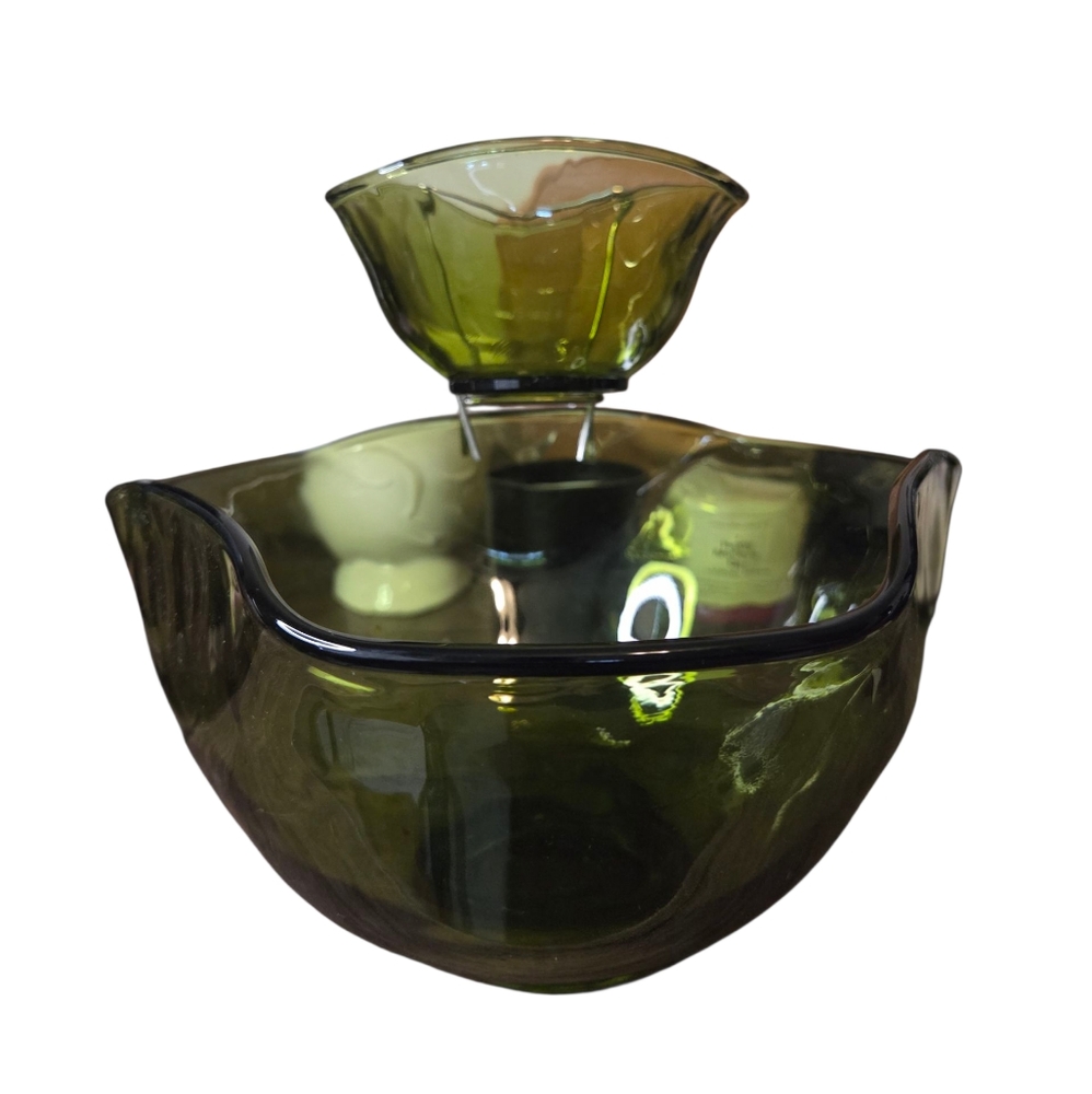 3pc Vintage Anchor Hocking Avocado Green & Dip Set